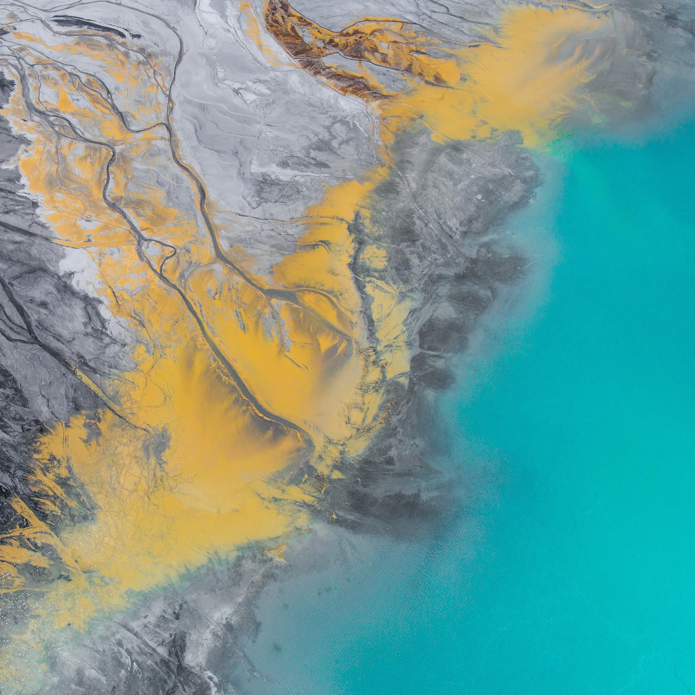 Stunning Aerial View of Vibrant Coastline and River Deltas