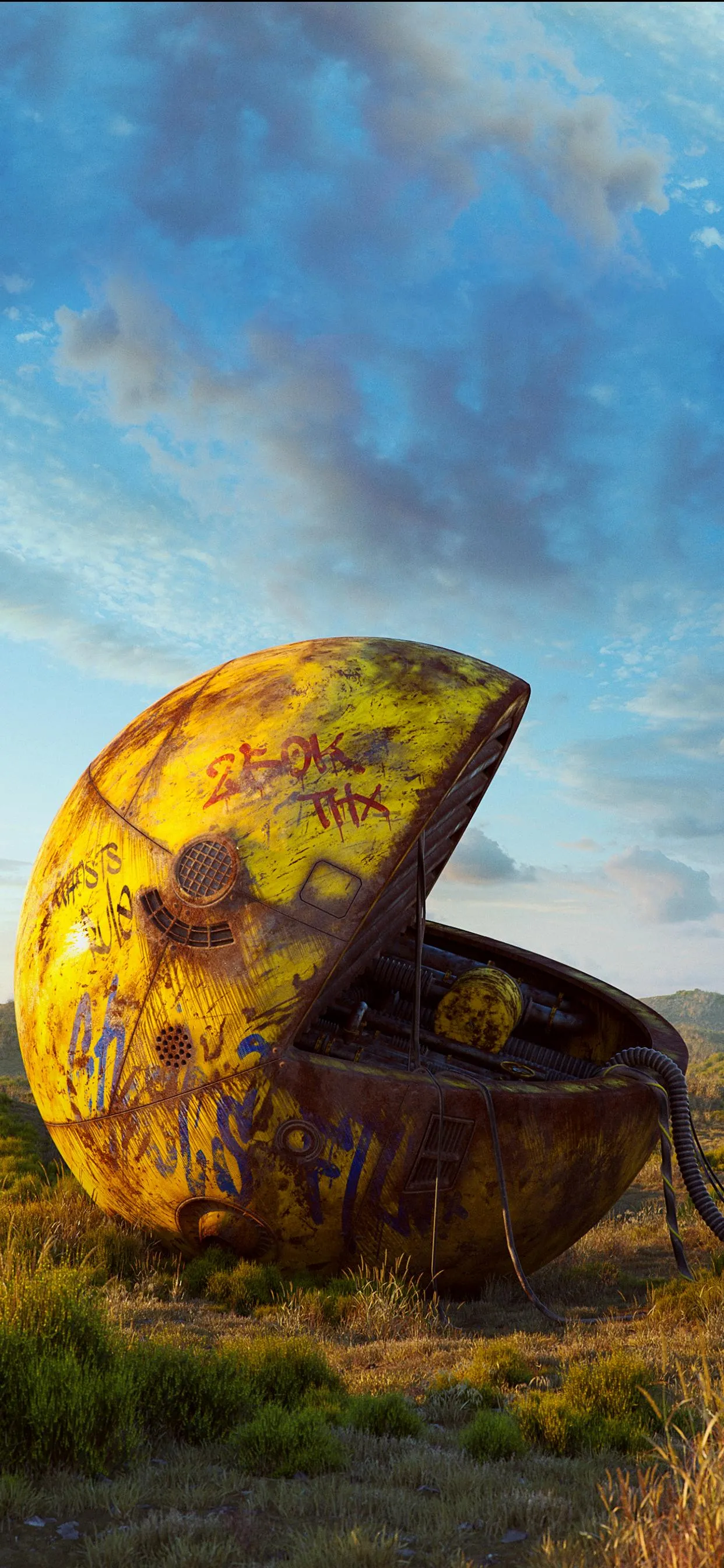 Stunning Rock Structure in Vibrant Golden Landscape View