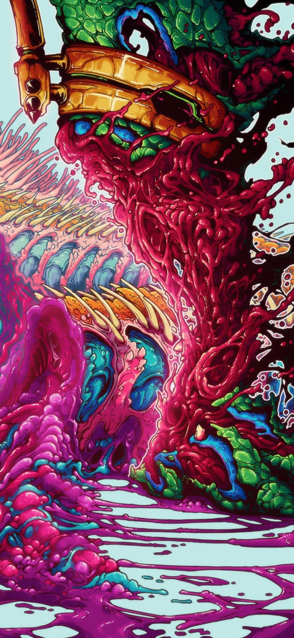 Surreal Alien Flesh and Bone Fusion with Bright Colors