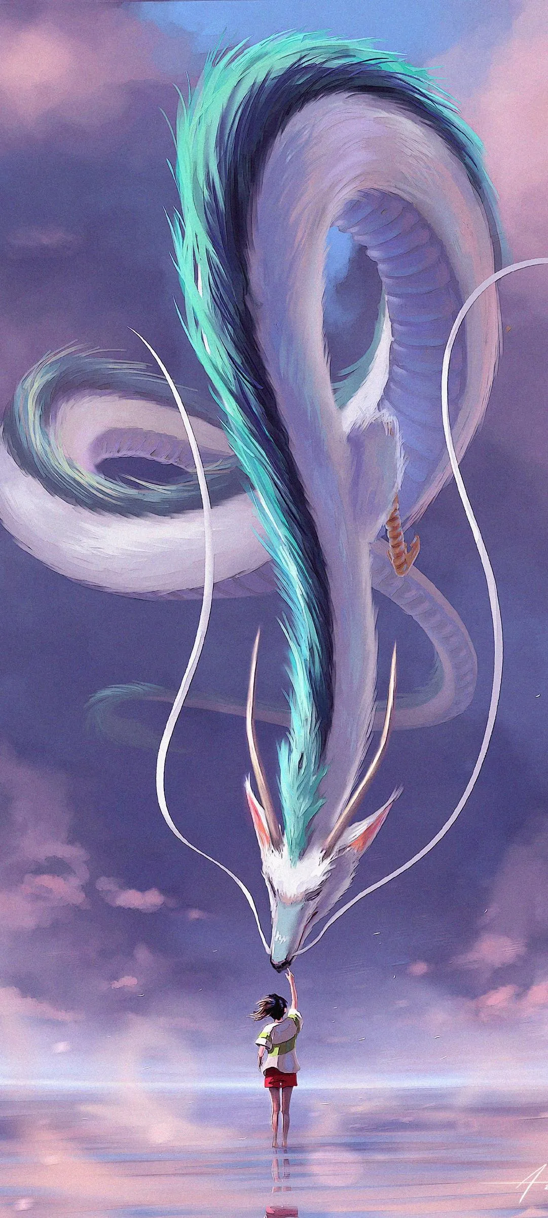 Surreal Floating Woman with Dragon in Dreamlike Scene