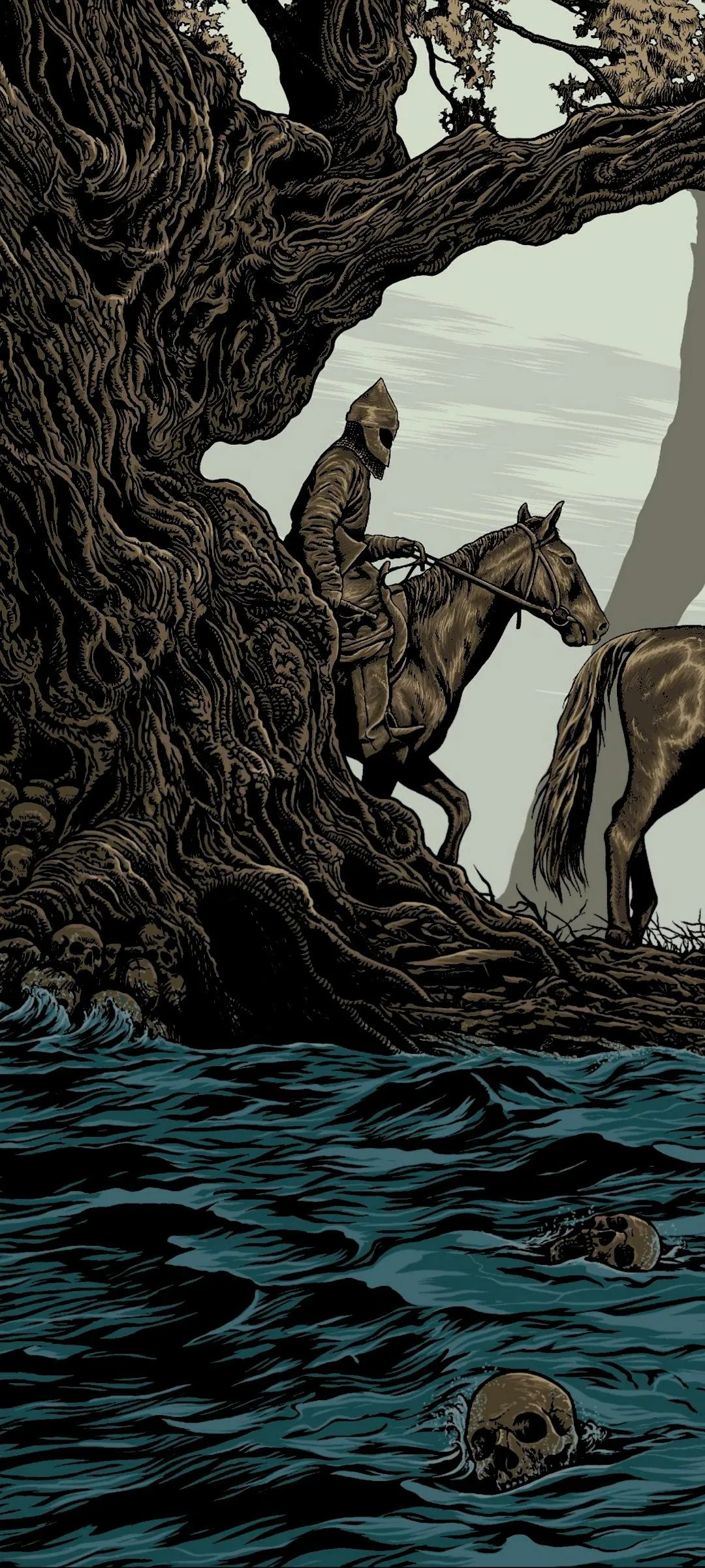 Surreal Landscape with Cliff and Ocean Waves Wallpaper