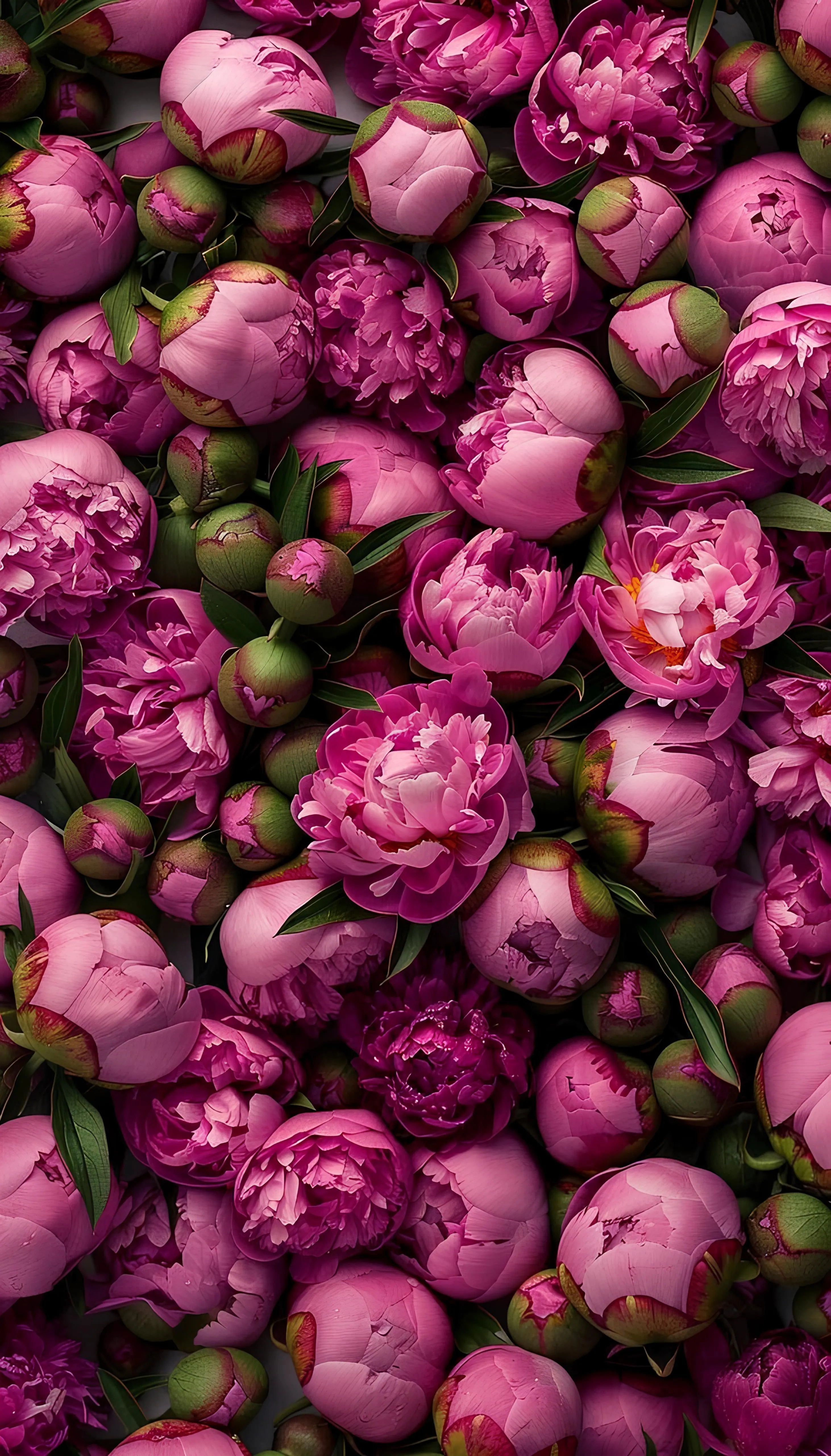 Top view of blooming pink flowers in dense clusters image