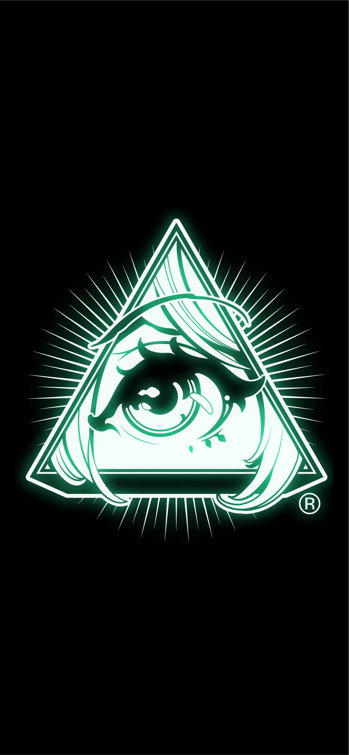 Triangle eye with glowing aura on black background Wallpaper
