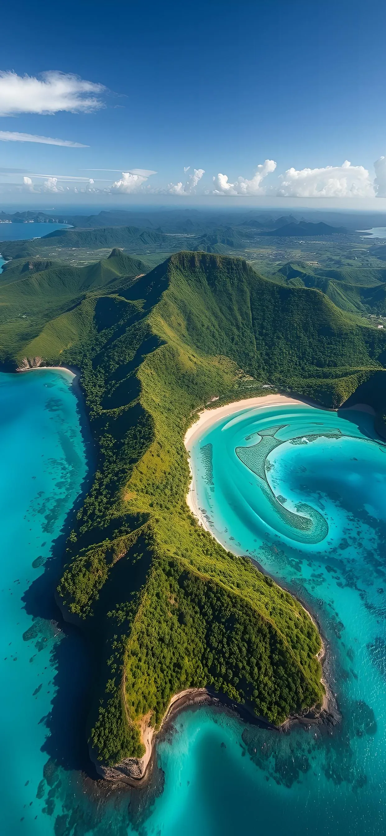 Tropical Island Surrounded by Crystal Clear Water Wallpaper