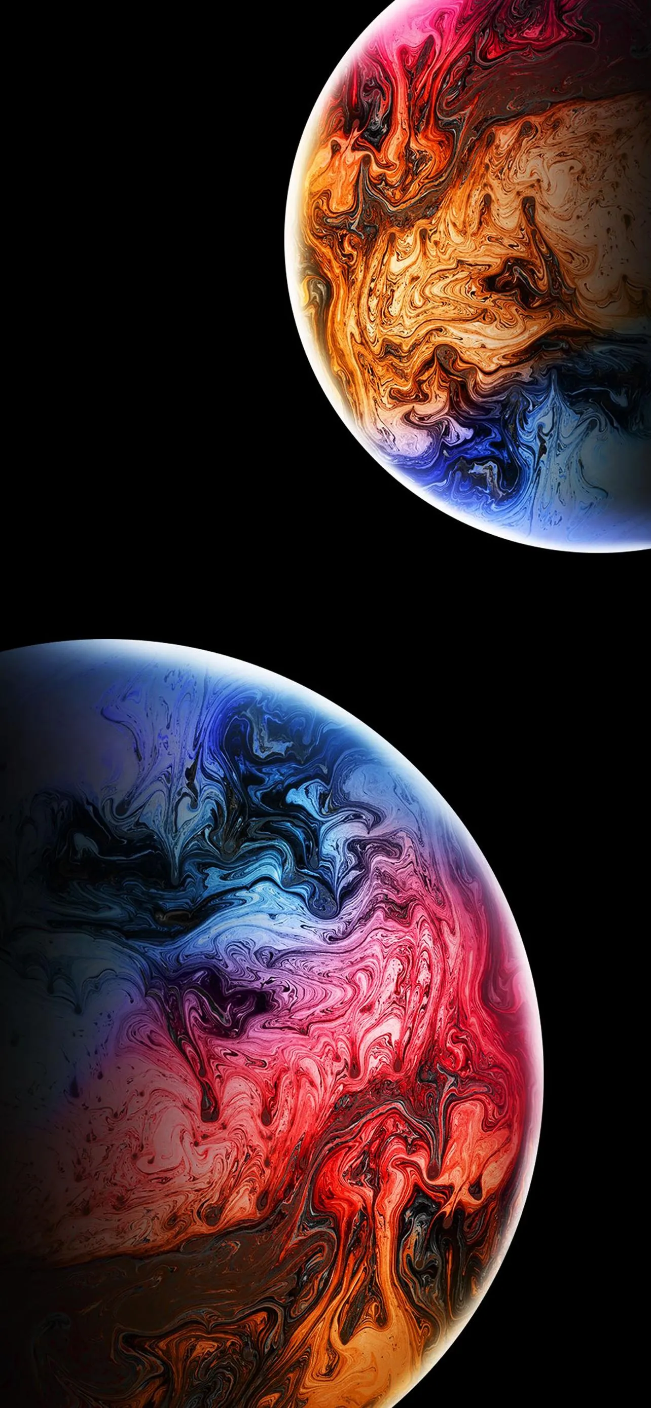 Two Planets in Space Against Black Background Wallpaper