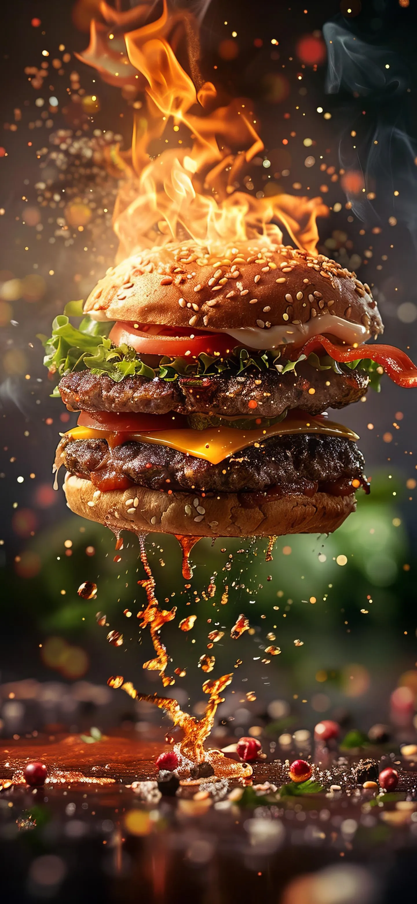 Ultimate Flame Grilled Cheeseburger iphone Wallpaper