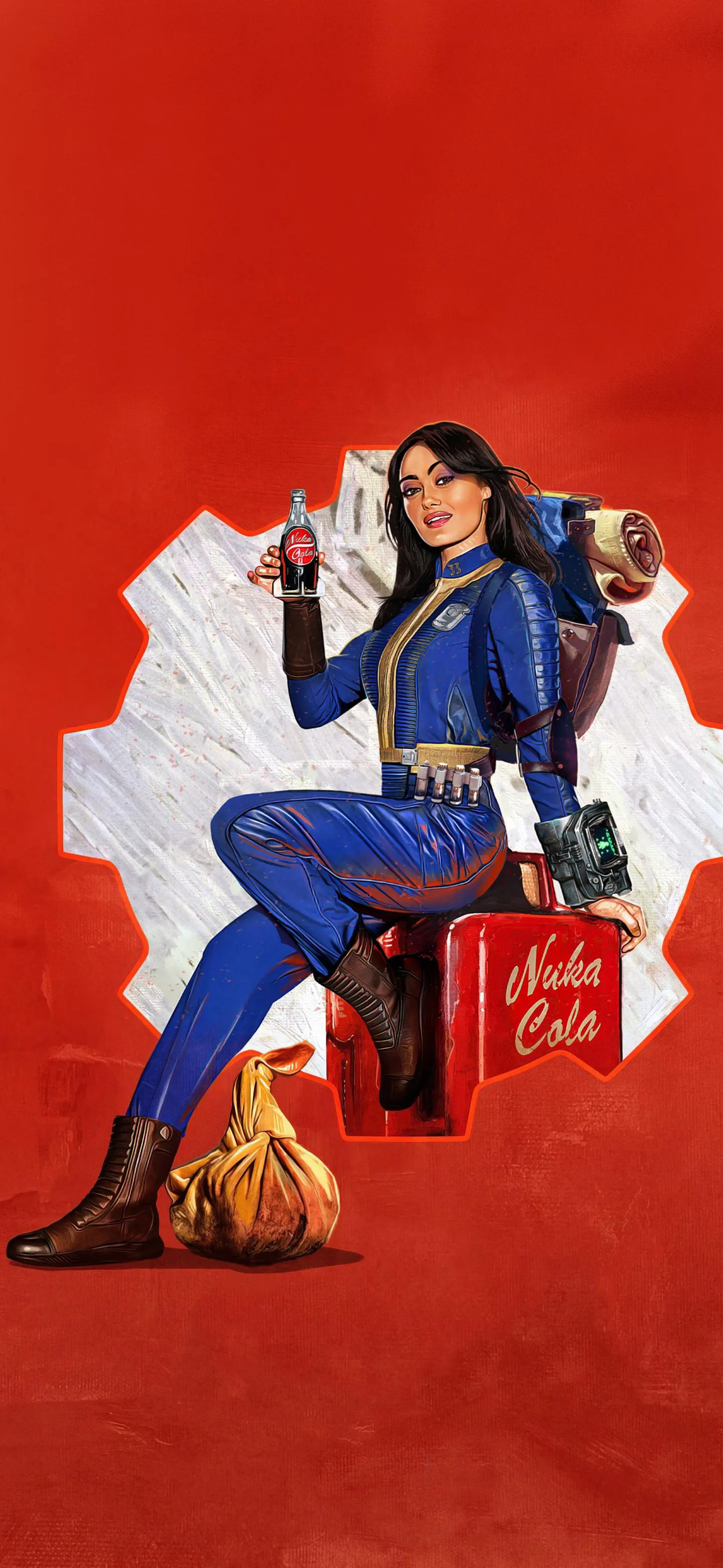 Vault Dweller Sits with Nuka Cola in Fallout Inspired Art