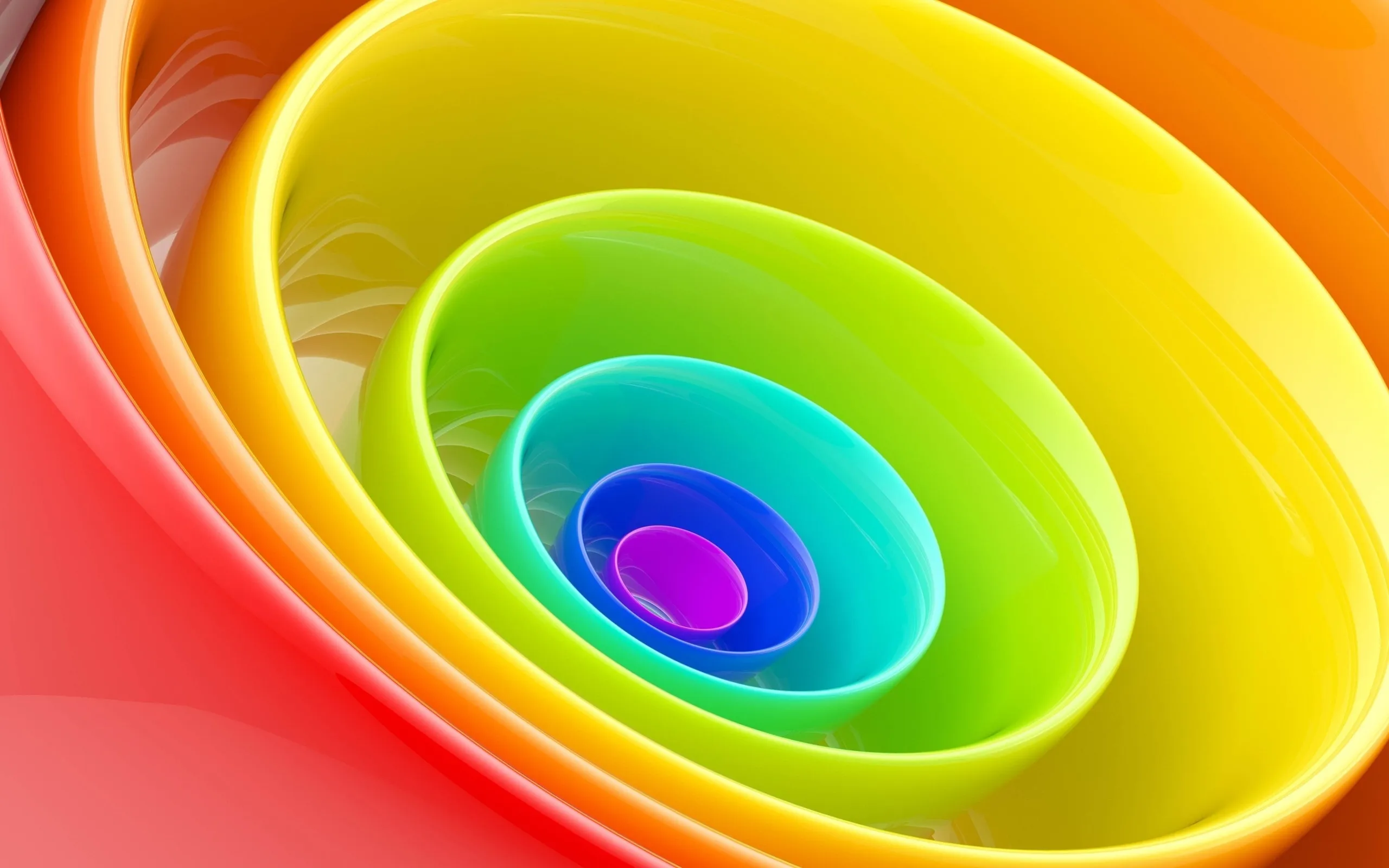 Vibrant colourful abstract spiral with rainbow 3D layers