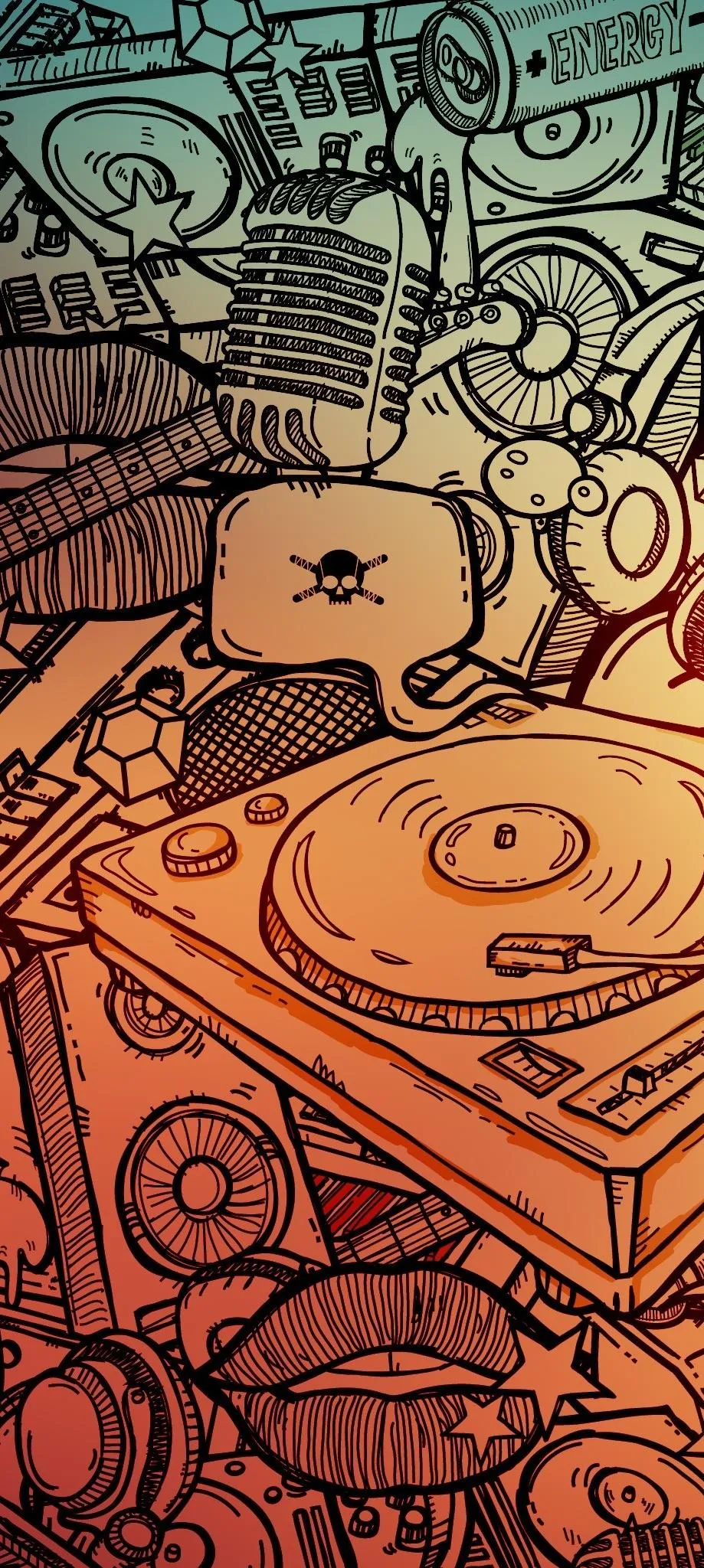 Vibrant Doodle Art Wallpaper for Music Lovers Wallpaper