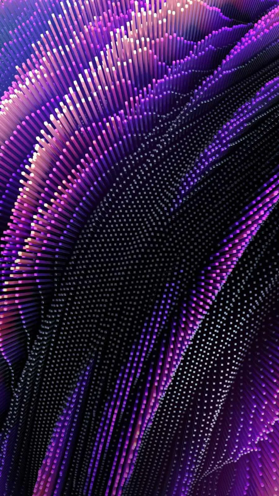 Vibrant purple wave particles in a futuristic dark theme