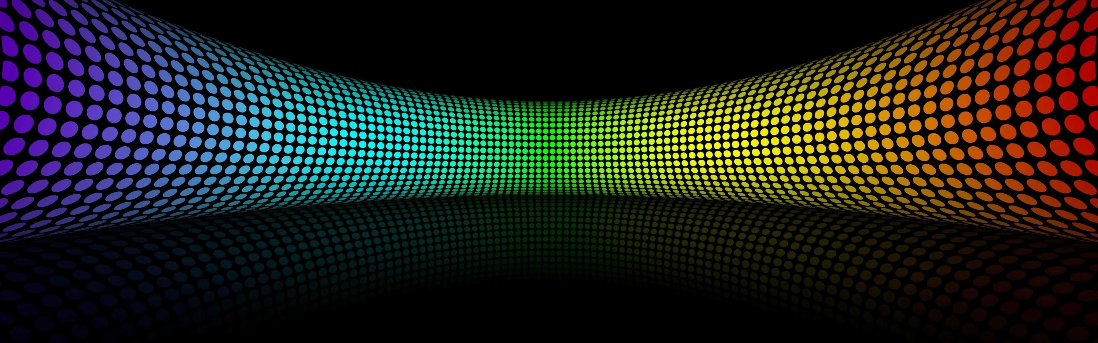 Vibrant rainbow digital tunnel with black background 4K