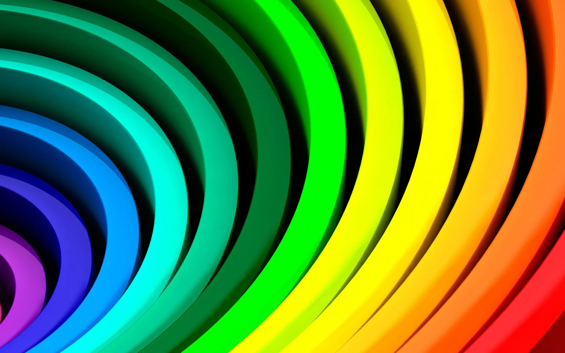 Vibrant swirl of colourful 3D curved shapes in motion image