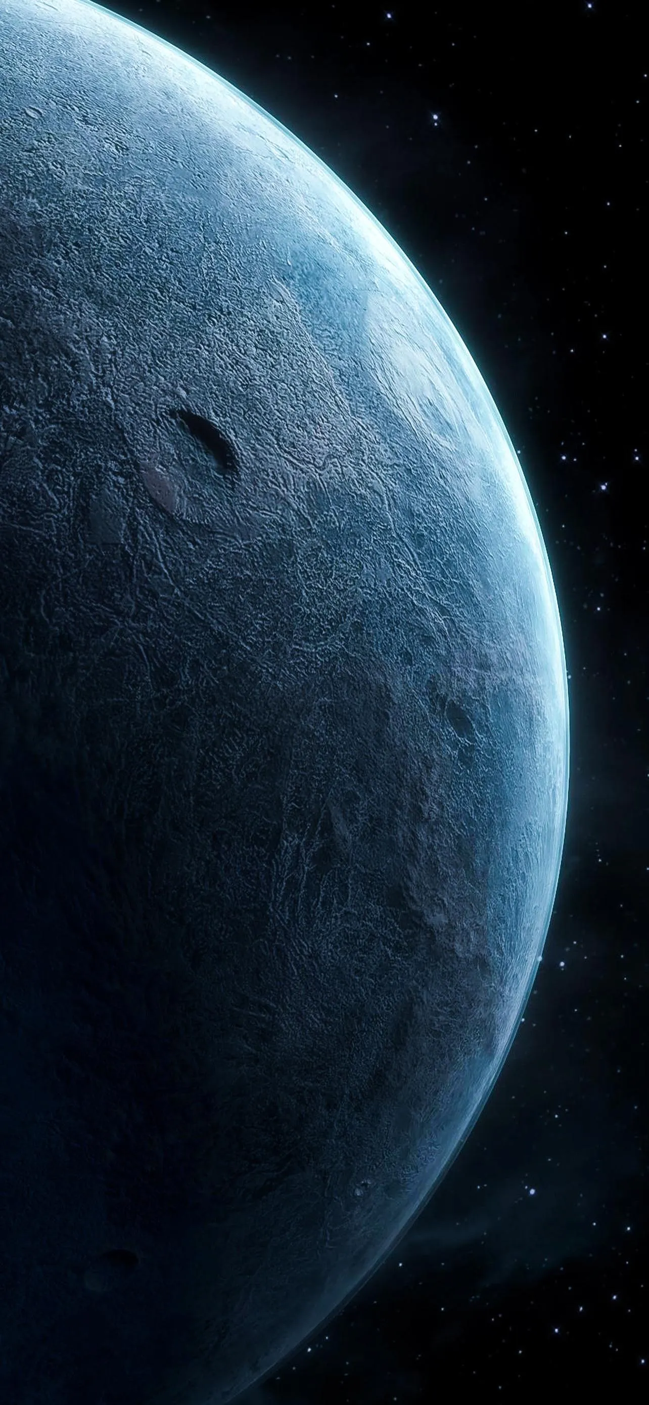 View of Planet Earth in Deep Space with Blue Glow Wallpaper