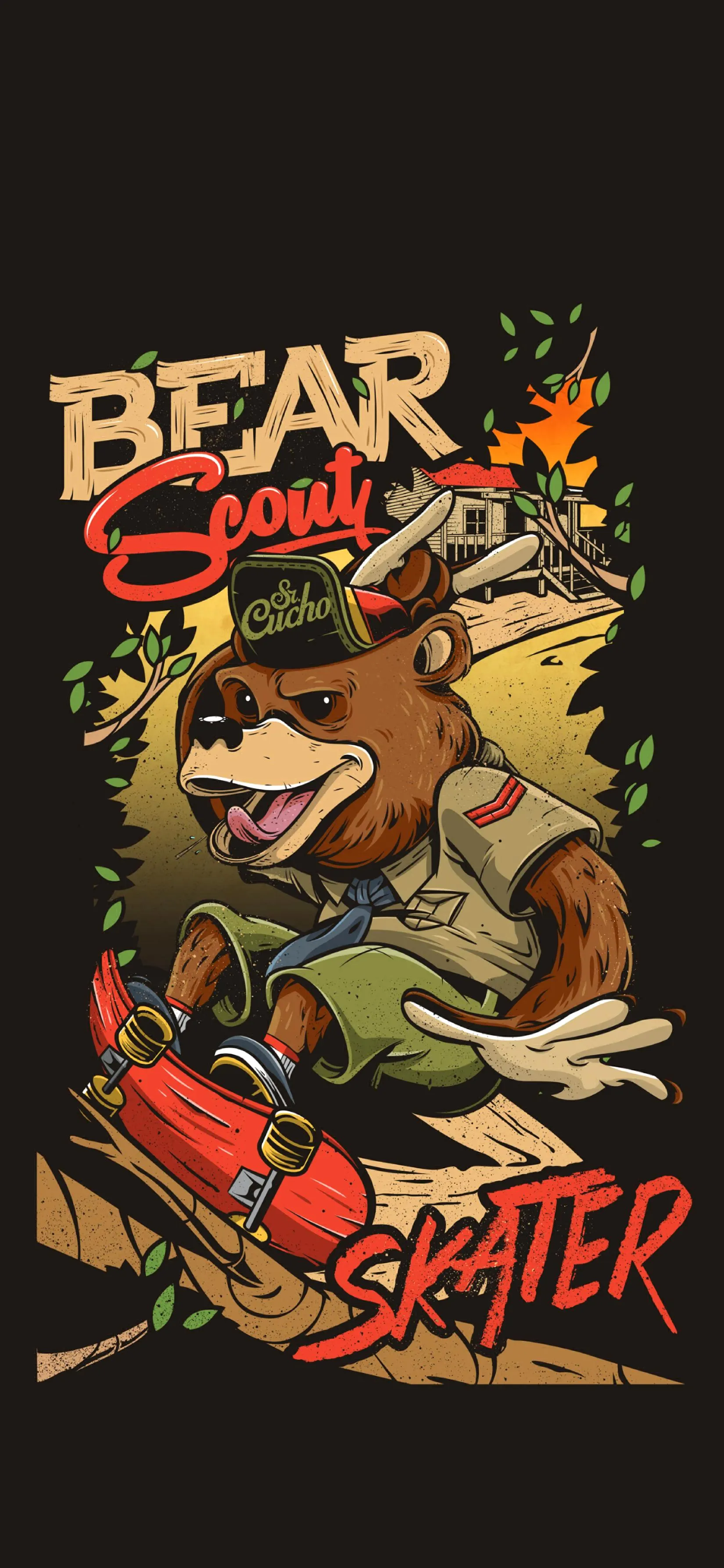 Vintage Bear Comic Style Poster with Retro Typography