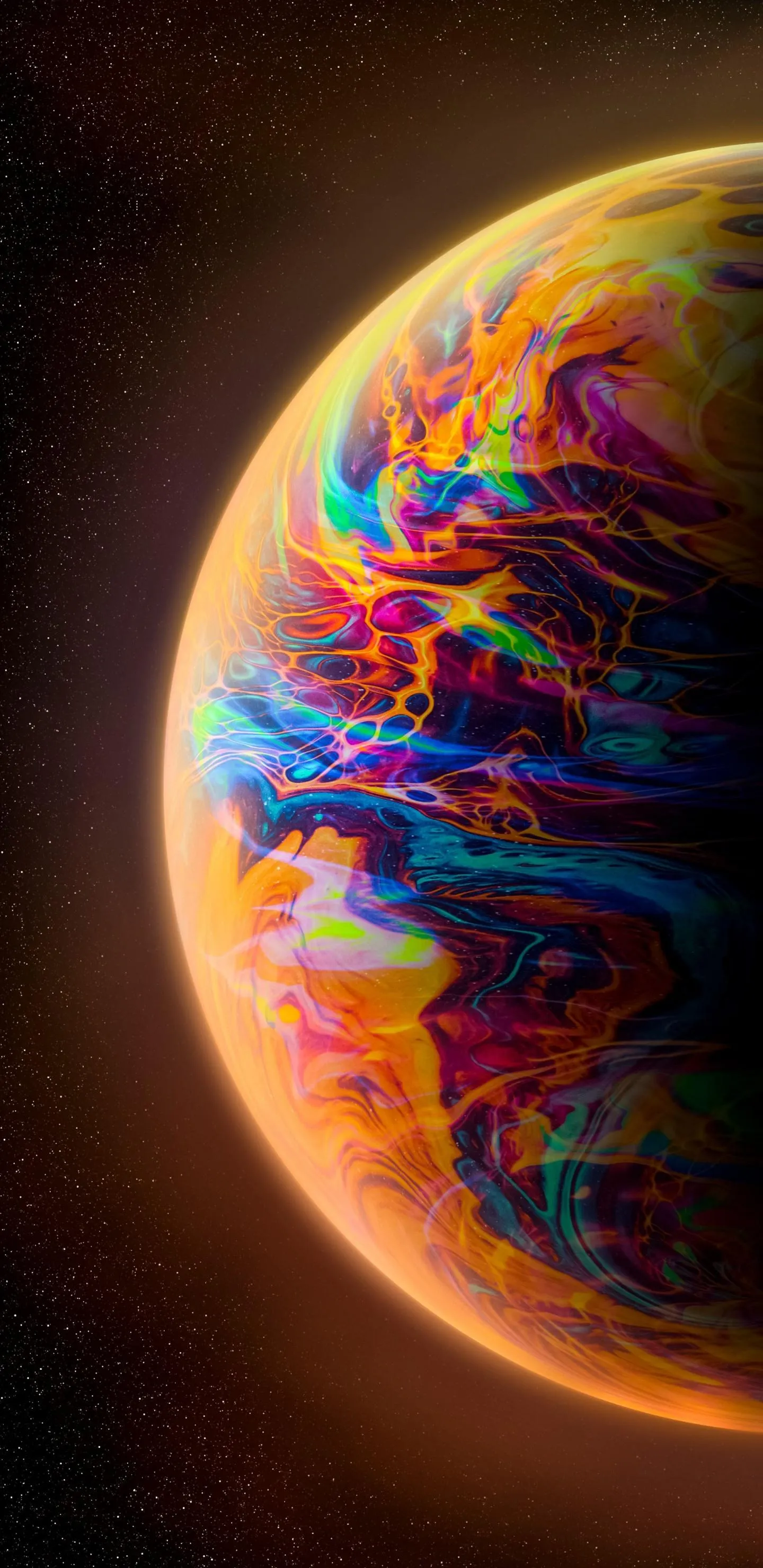 Vivid Colorful Planet in Deep Space Digital Art Style