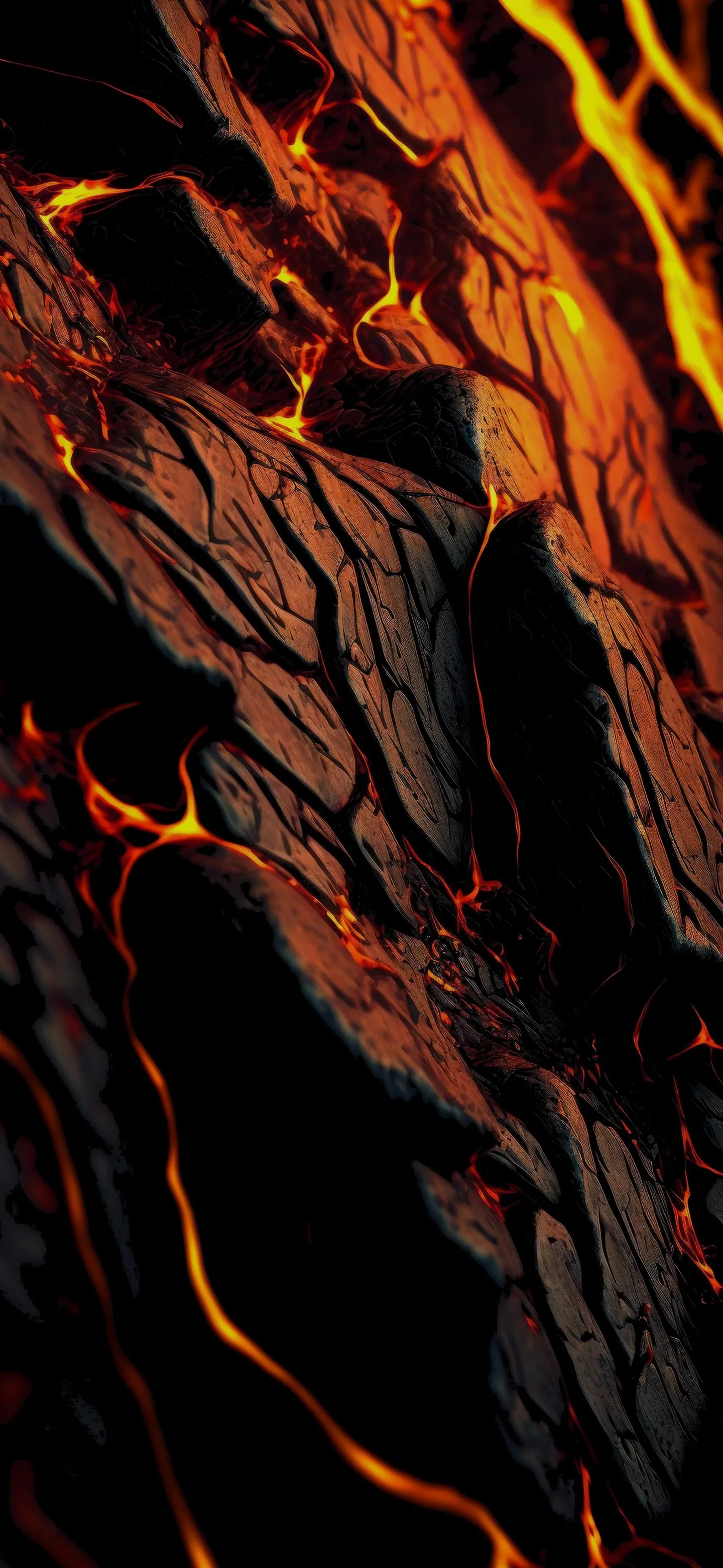 Volcanic Lava Eruption with Intense Fire Texture Wallpaper