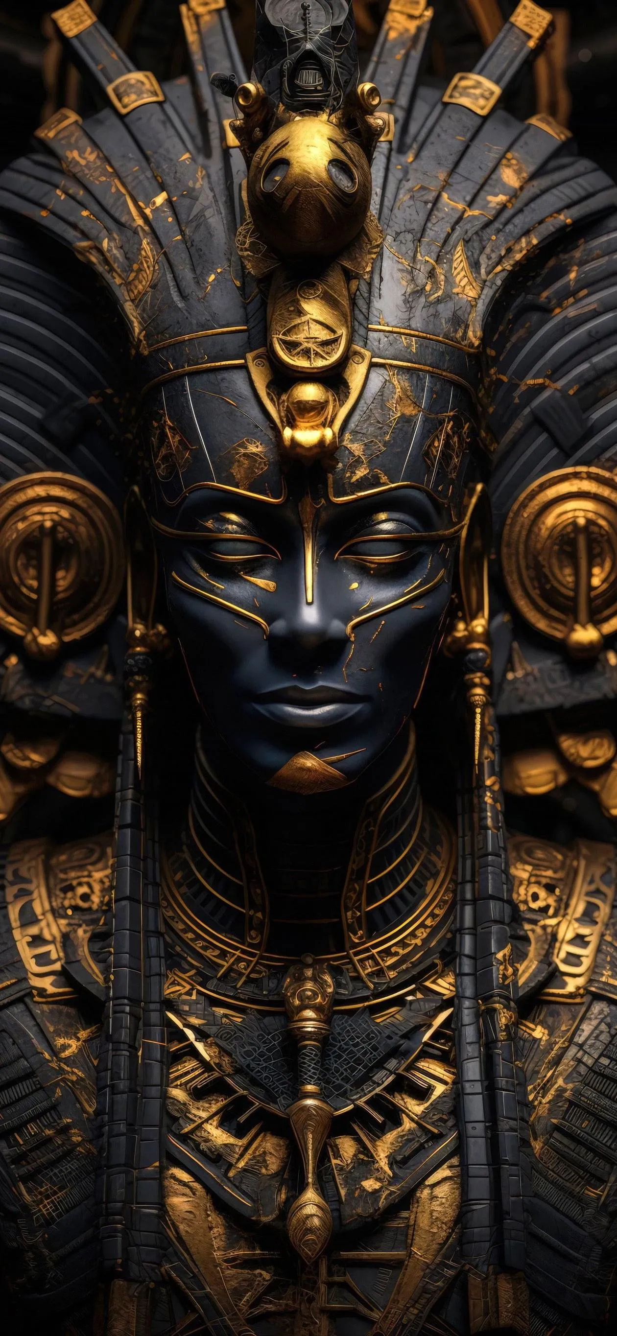 Wallpaper of Golden Statue of Deity with Intricate Detail