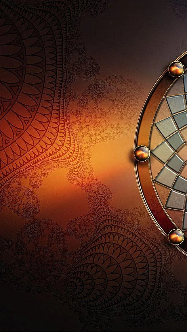 Warm glowing mandala with golden orange tones wallpaper