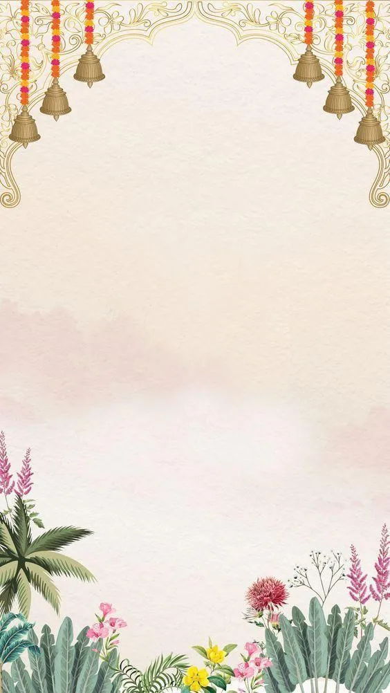 Watercolour floral border with soft pink dreamy background