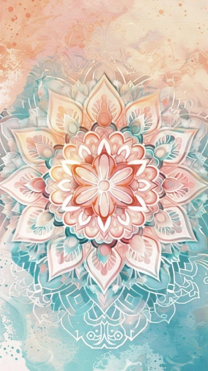 Watercolour mandala design with soft floral pastel tones 4K