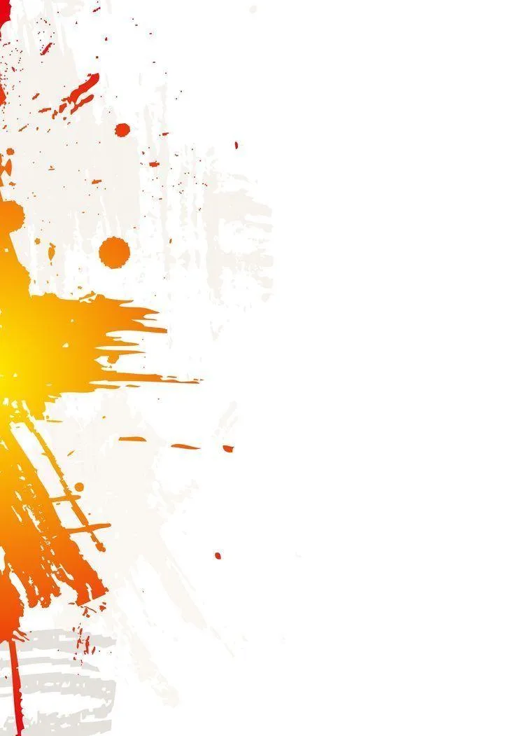 White background with bright orange and red paint splashes