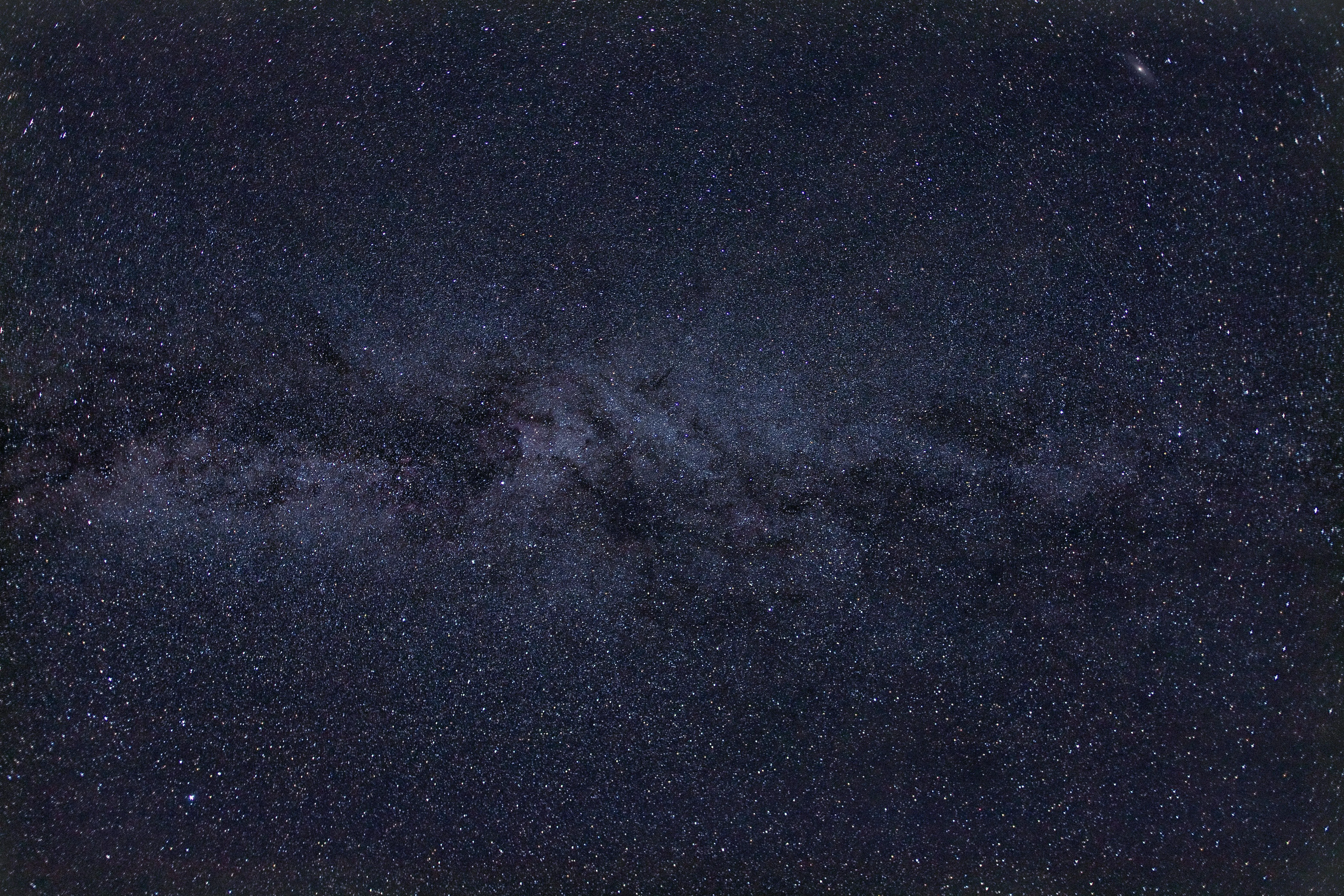 Wide view of dark starry night sky with Milky Way band image
