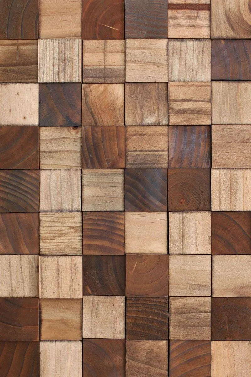 Wooden checkerboard pattern with mixed wood colours image