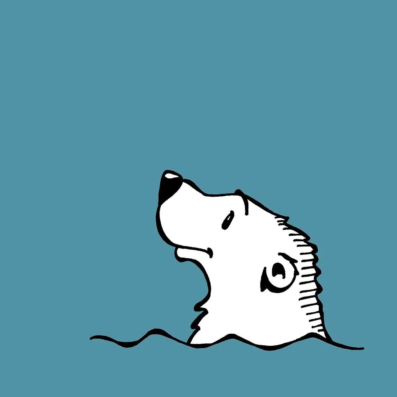 Cartoon Polar Bear Walking on Blue Ice Background