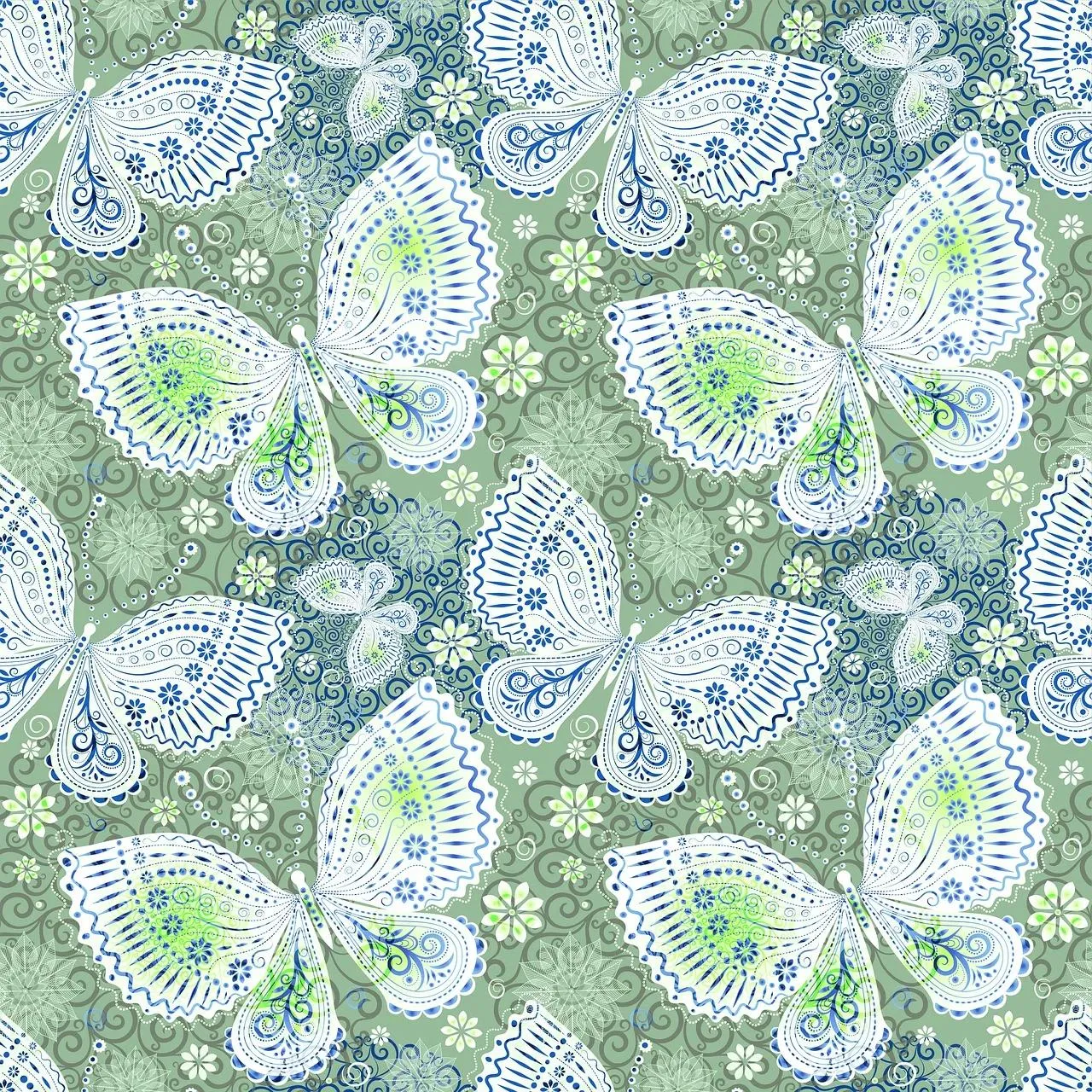 Close Up of Patterned Green and White Butterfly Wings