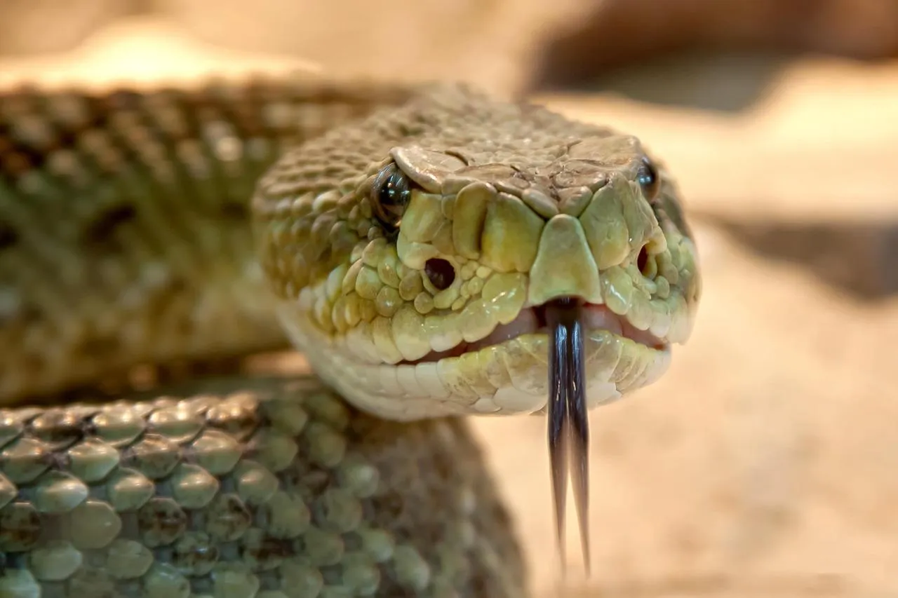 Close Up of Snake with Forked Tongue in Wild Habitat