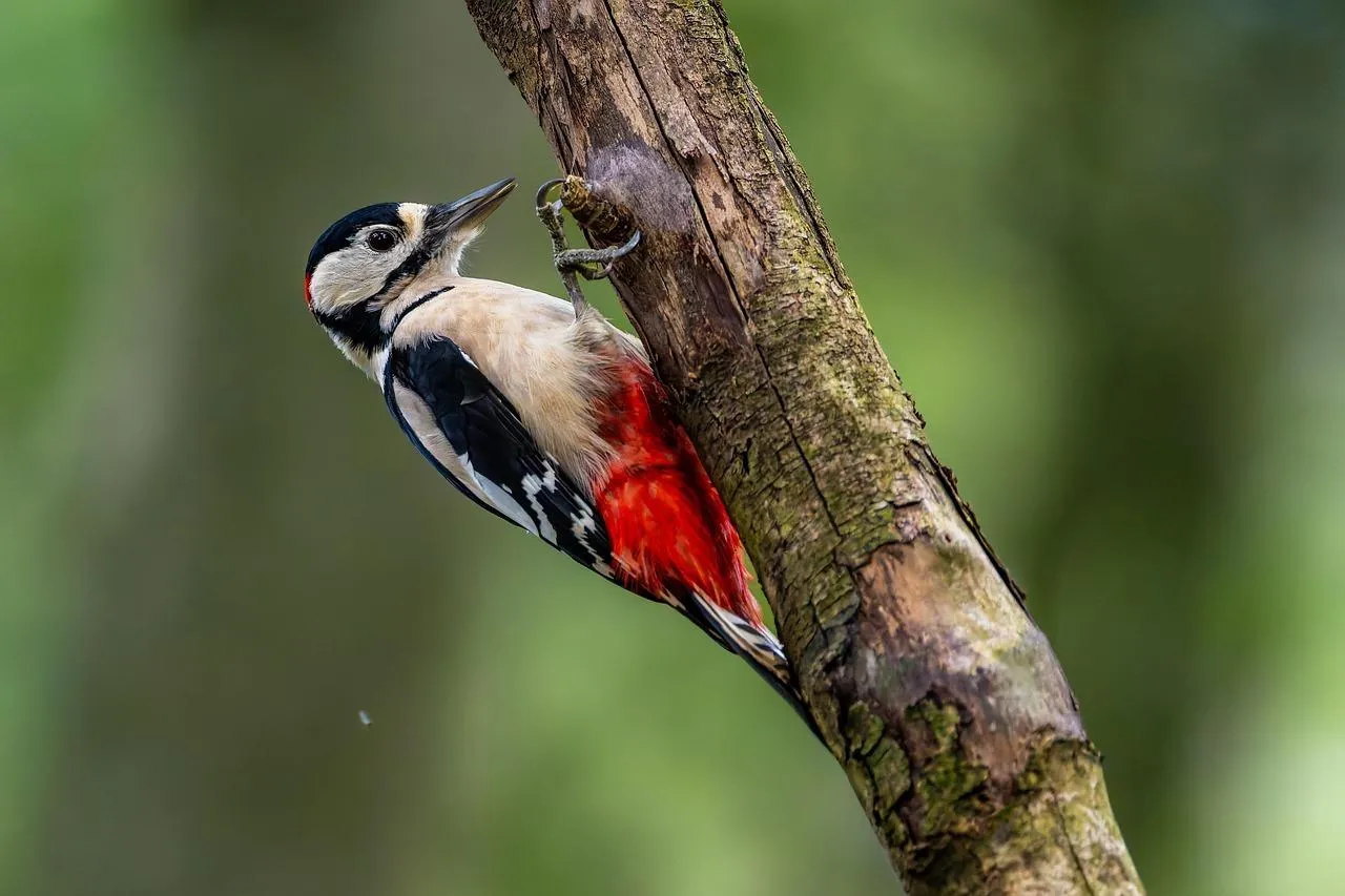 Colorful Woodpecker Clinging to Tree Trunk Wallpaper