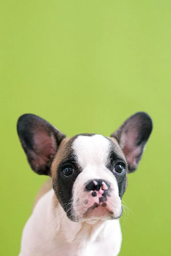 French Bulldog Puppy Posing with Green Background Hd Image