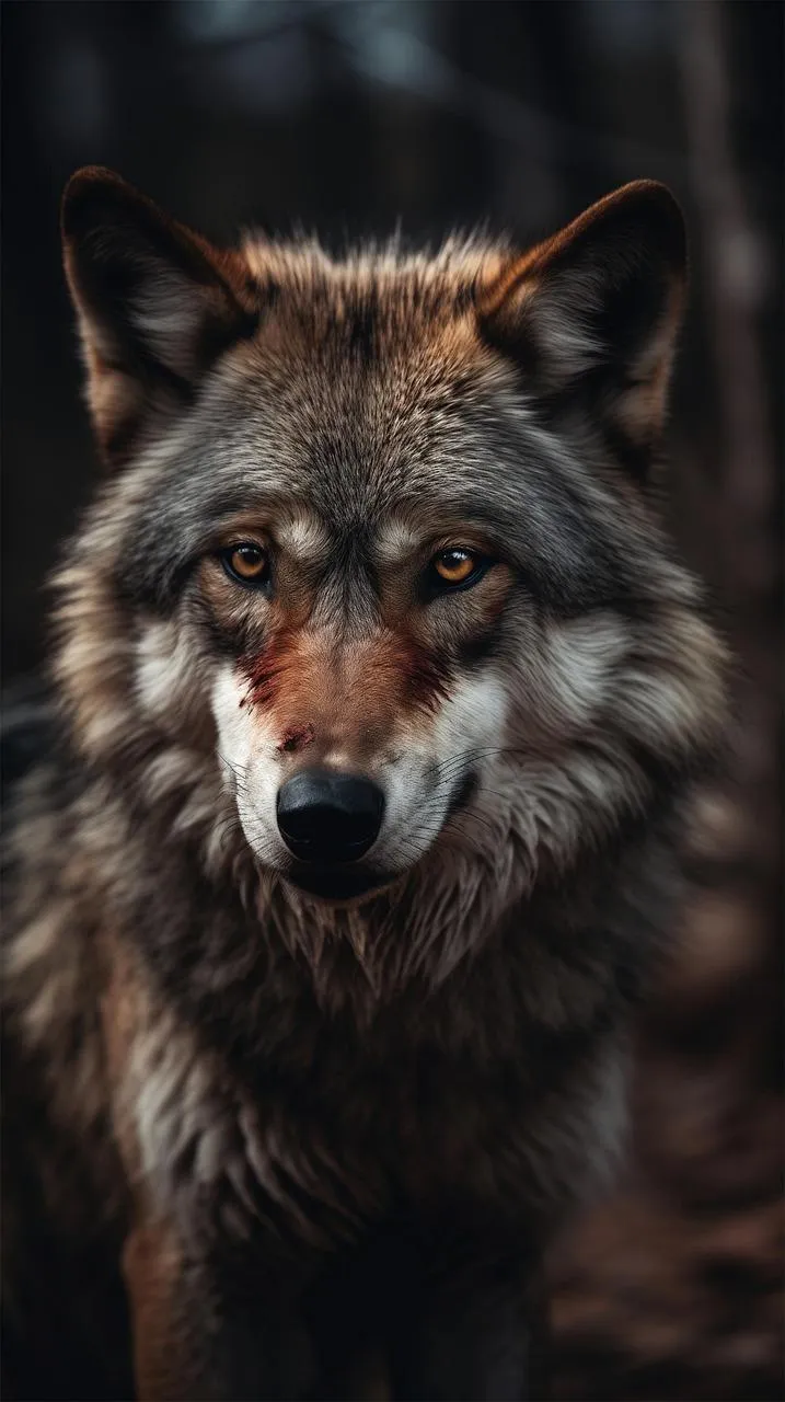 Intense Wolf Staring Directly Into the Camera in Wild