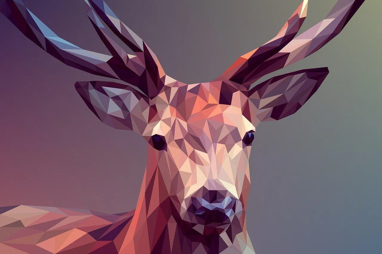 Red Deer with Large Antlers Looking Toward the Camera