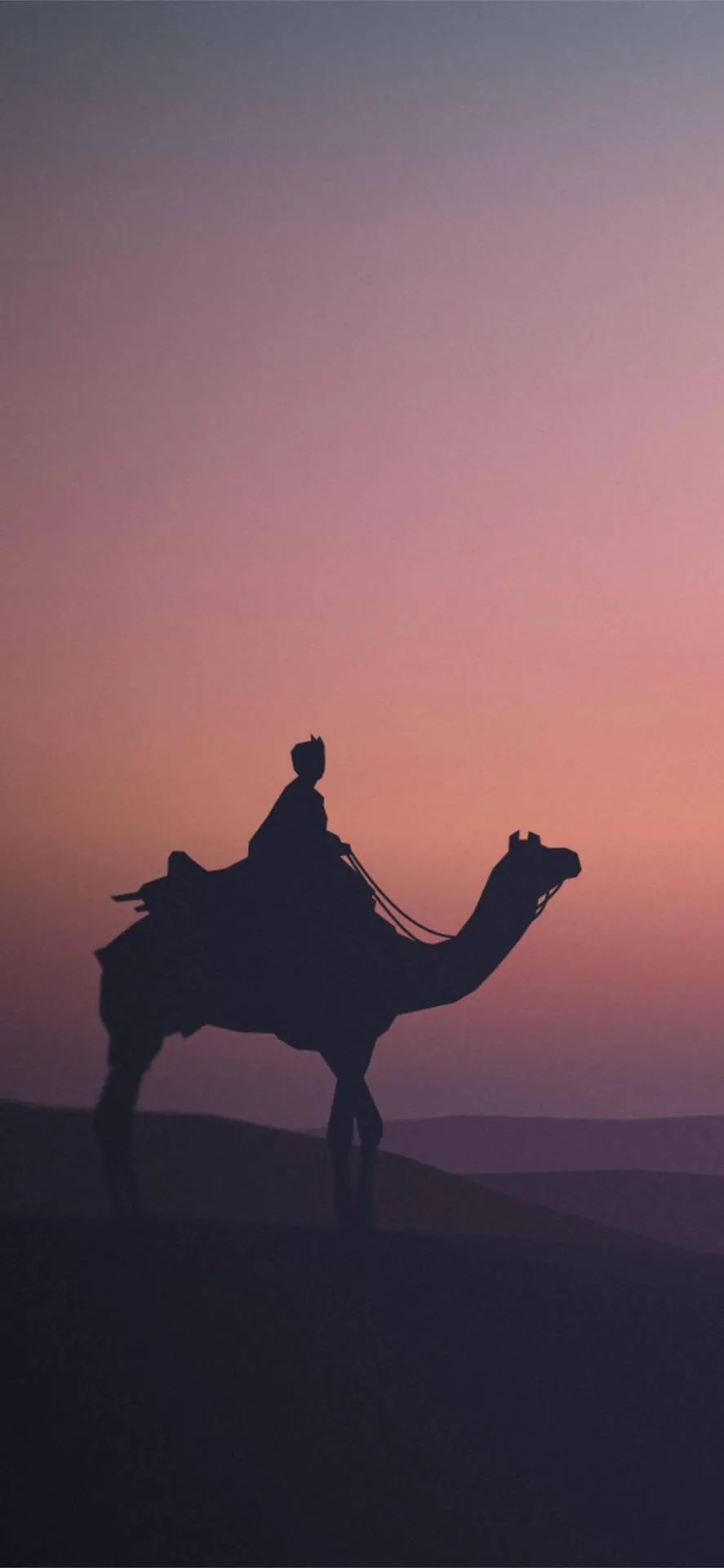 Silhouette of a deer under a beautiful purple sky Wallpaper