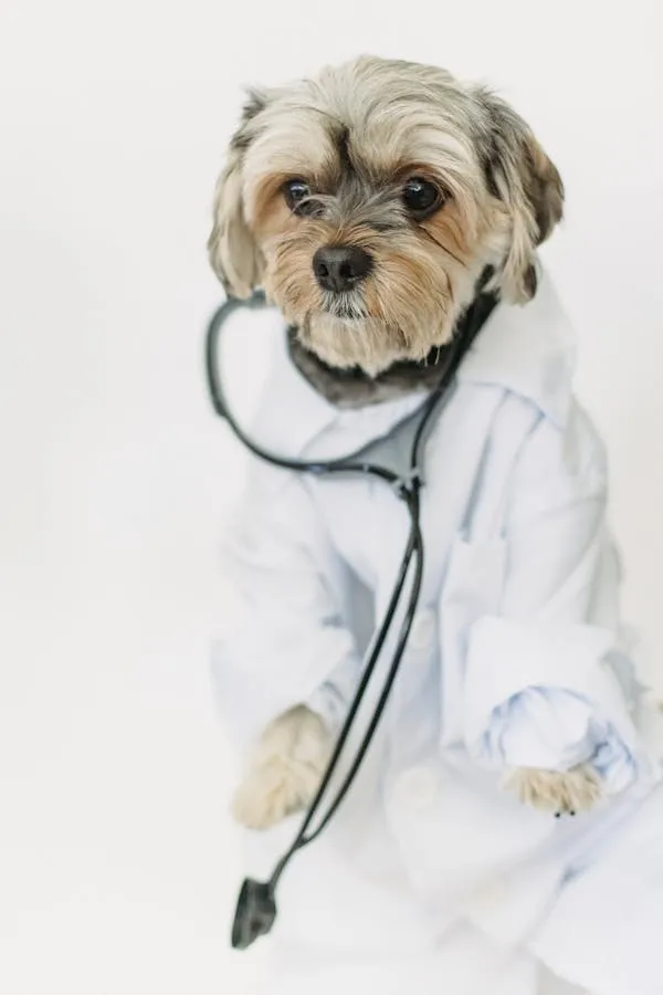 Small Dog Dressed As a Doctor with a Stethoscope Wallpaper