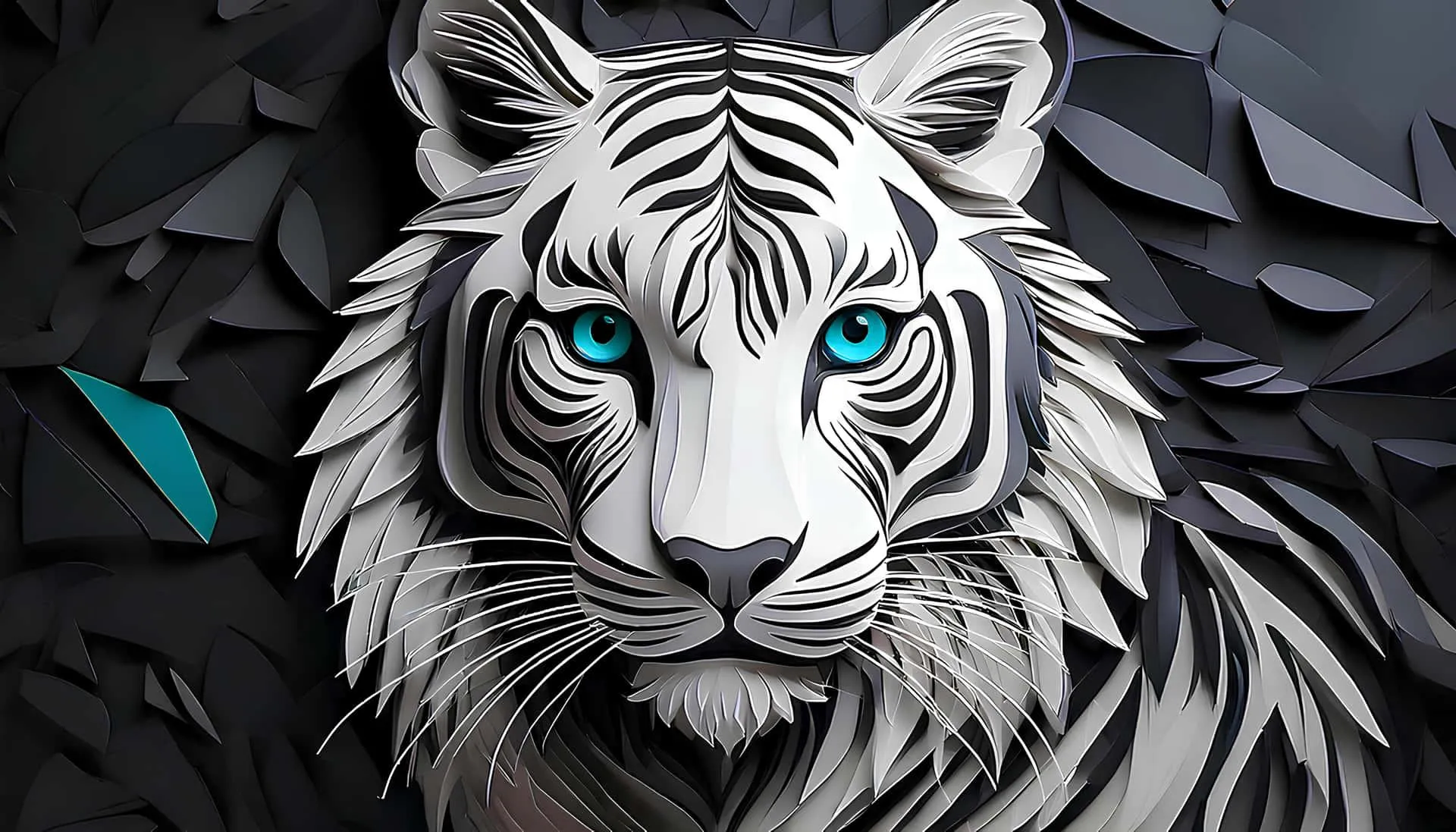 White Tiger Staring Directly with Intense Blue Eyes