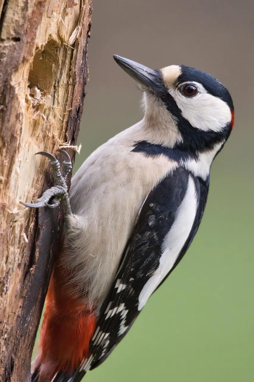 Woodpecker clinging to a tree and looking alert Wallpaper