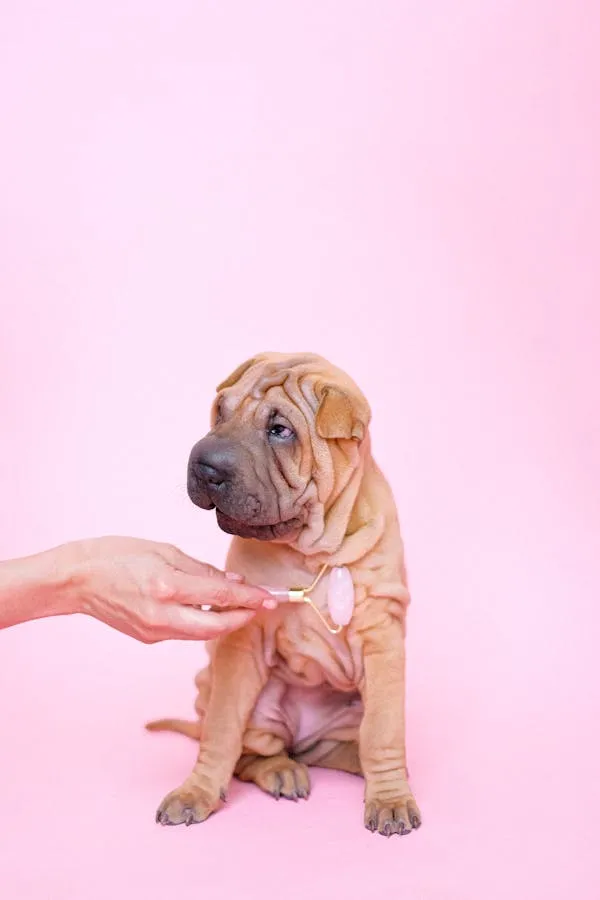 Wrinkly Puppy Gets Pampered with Facial Roller Tool