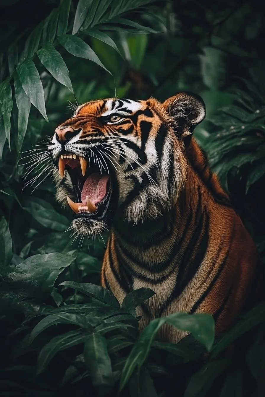 A Tiger In The Forest Roars To Show Its Power Hd Wallpaper