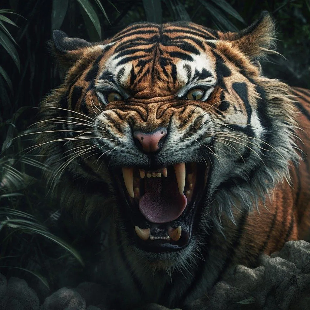 Aggressive Tiger Portrait Mobile Wallpaper For Free Download