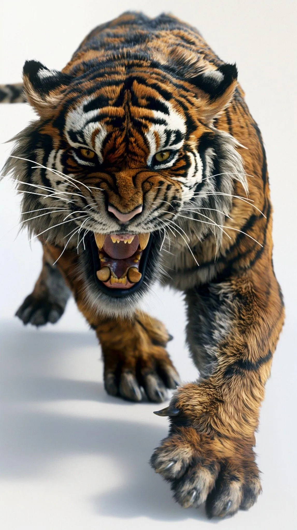 Aggressive Tiger With White Colour Background HD Wallpaper