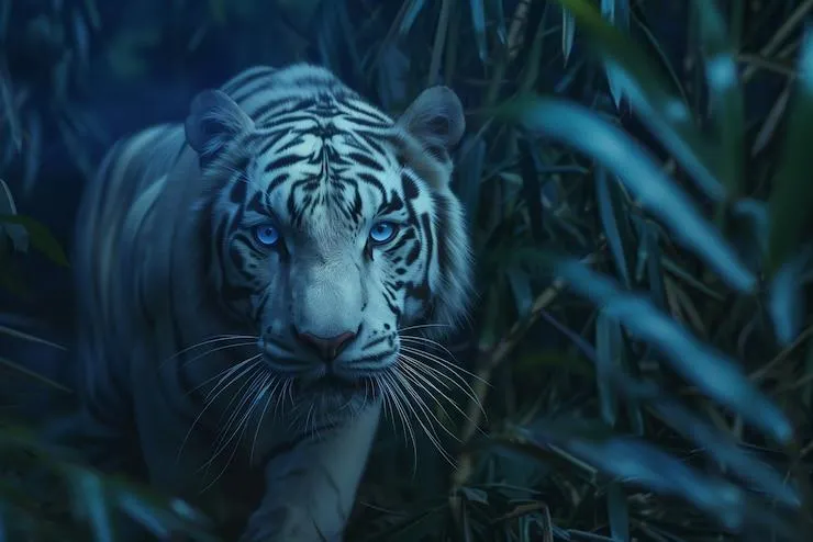 Beautiful Wallpaper Of Tiger Walking In Jungle At Night