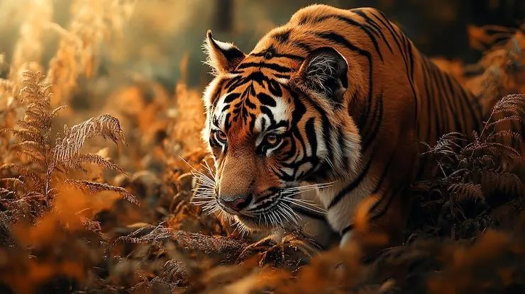 Big Sized Tiger With Beautiful Orange Background Image