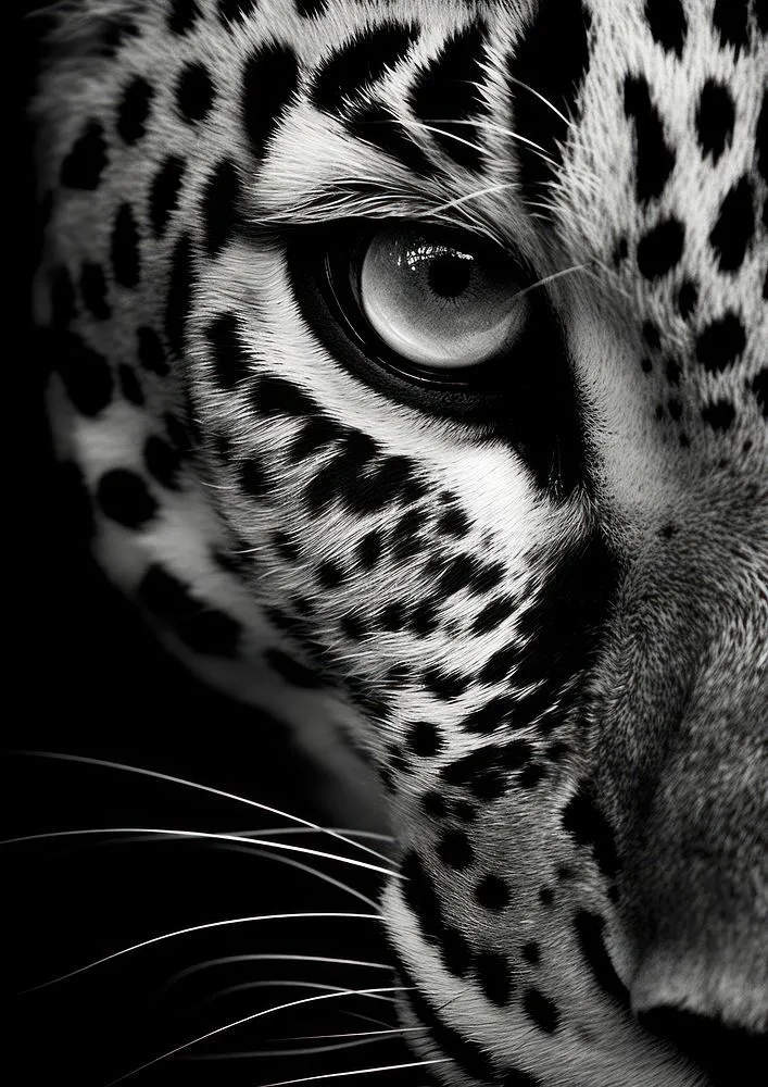 Black and White Close Up of Leopard Eye Wildlife Wallpaper
