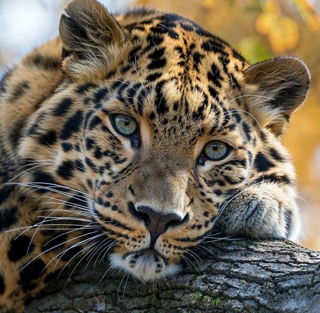 Close Up Image of Leopard Relaxing on Forest Tree