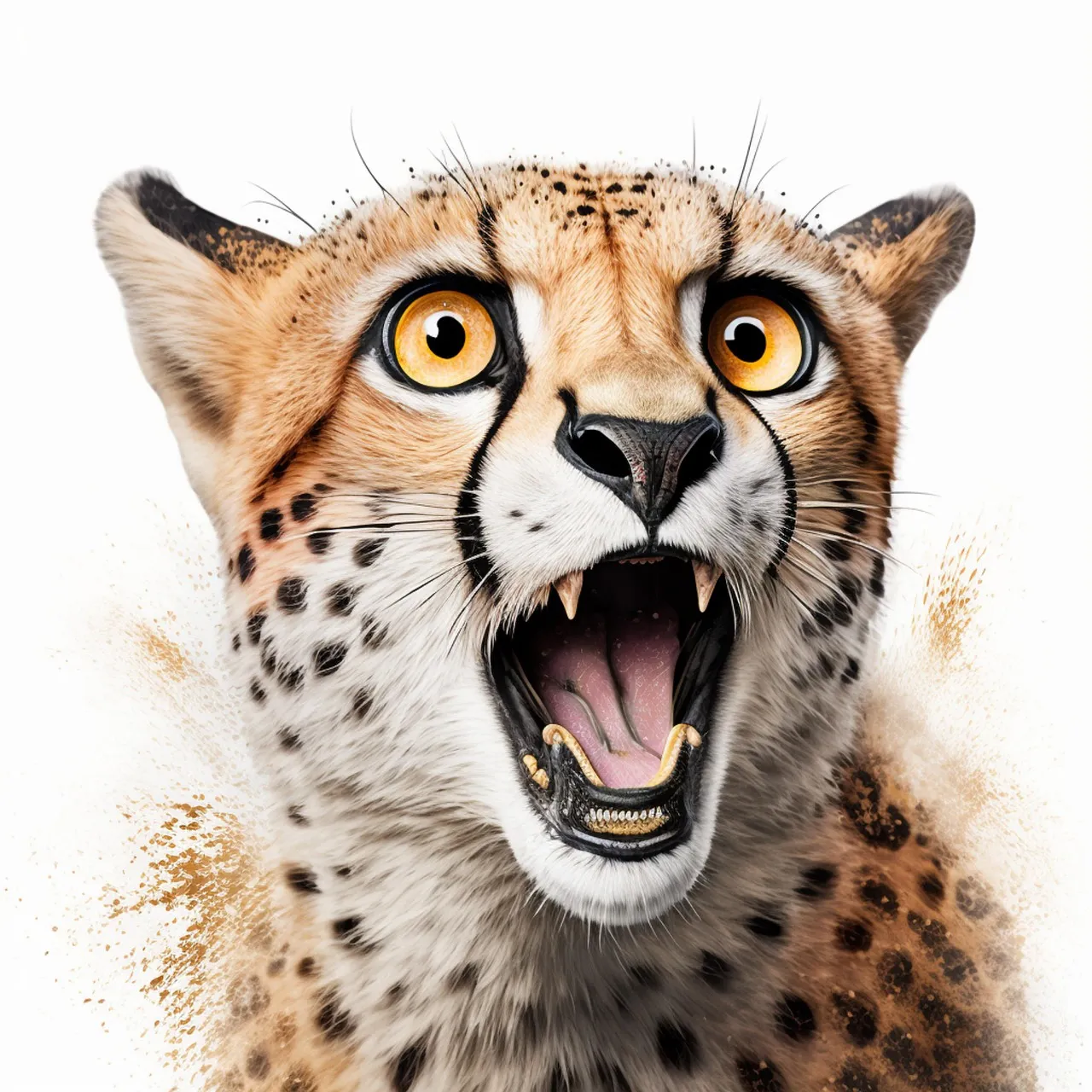 Digital Art of Cheetah with Shock Reaction HD Wallpaper