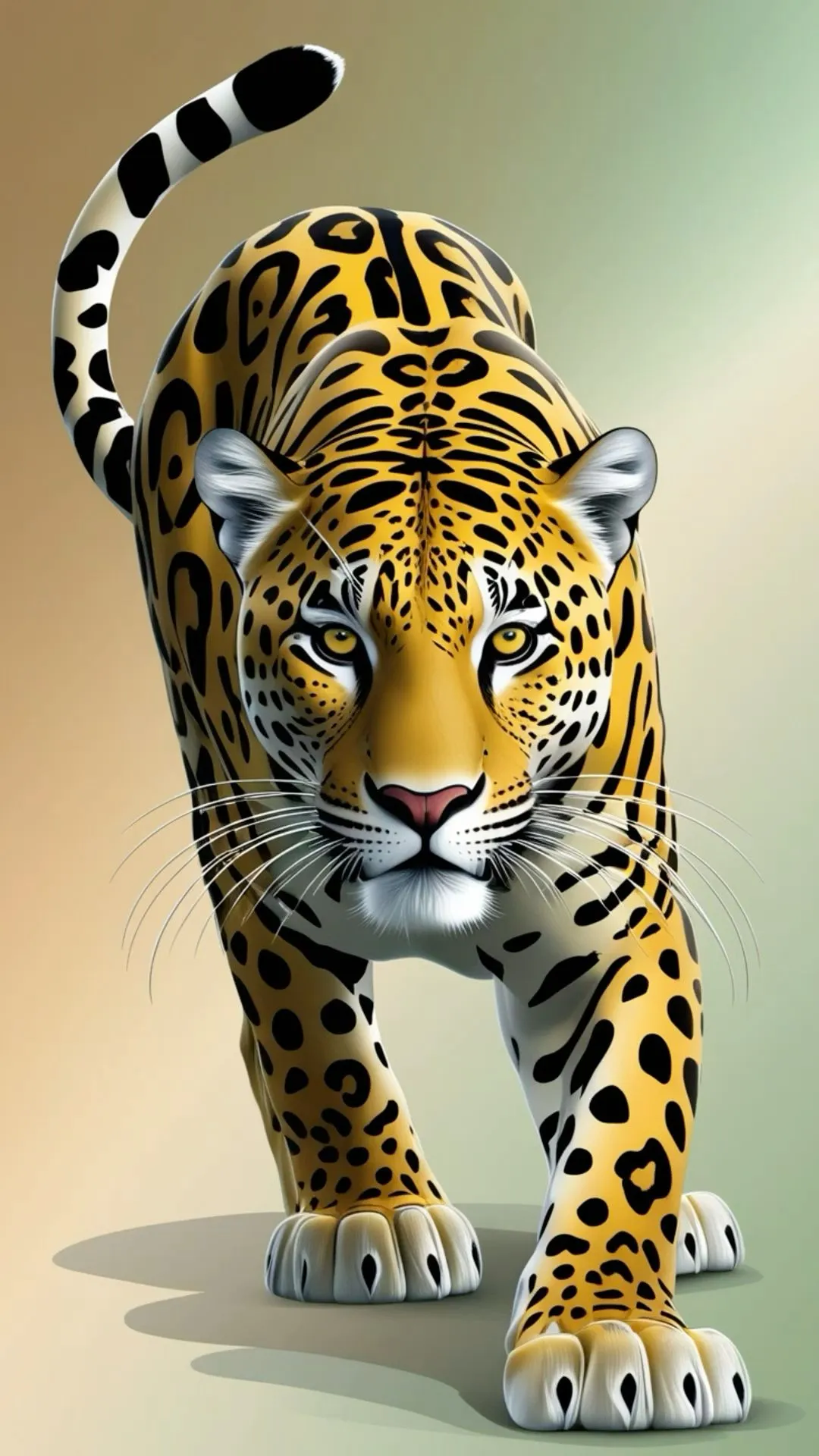 Digital Art of Leopard Walking Forward Portrait Wallpaper