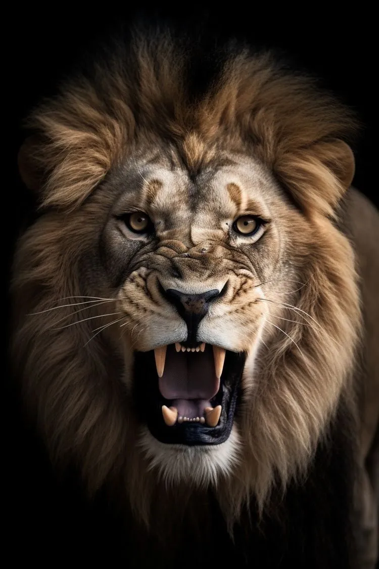 Golden Colour Lion Showing its Teeth HD Portrait Wallpaper