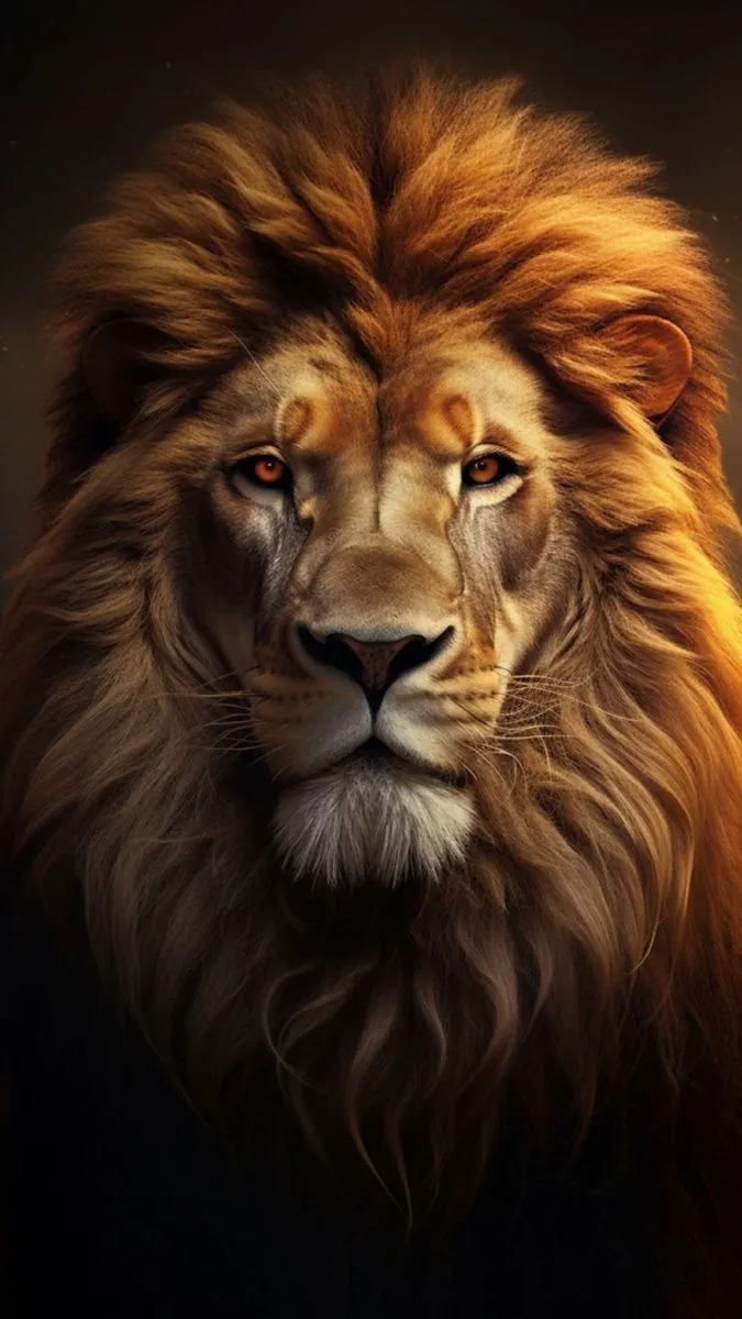 Golden Lion Face Shot with Attitude Look Free Wallpaper
